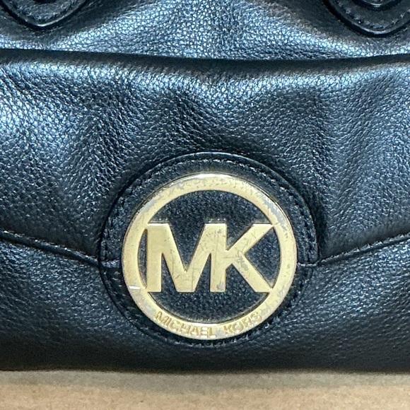 Y2K Vintage 90s,Michael Kors Black Leather Satchel with Gold Logo - Picture 12 of 14